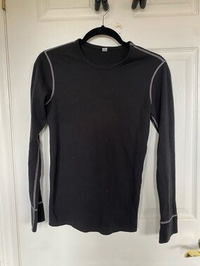 Black Long Sleeve Top with Contrast Stitching